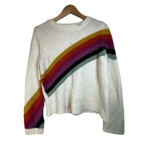 Forever 21 Womens Cream Rainbow Thick Knit Sweater Size Medium